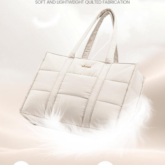 Laptop Bag for Women, Puffer Tote Bag for Work 15.6 Inch Large Computer Briefcas - Picture 5 of 9